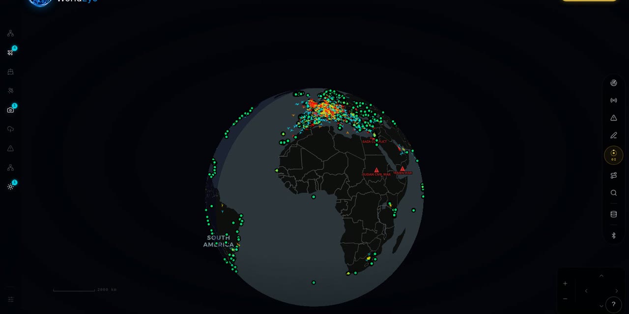 WorldEye flight tracking — live aircraft on the map
