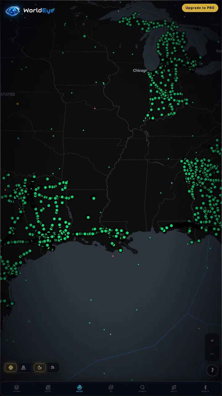 The WorldEye live map — cameras, flights, ships and weather on one globe